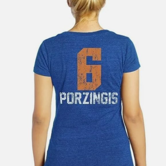 New York Knicks NBA #6 Women's Premier Triblend Modest V-Neck Tee T Shirt NWT - Picture 3 of 3